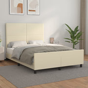 sengeramme med sengegavl 140x190 cm kunstlæder cremefarvet