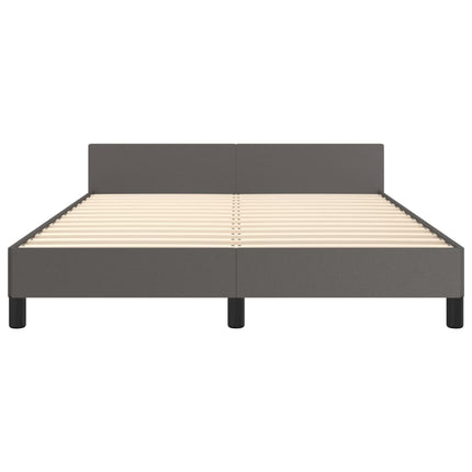 sengeramme med sengegavl 140x190 cm kunstlæder grå