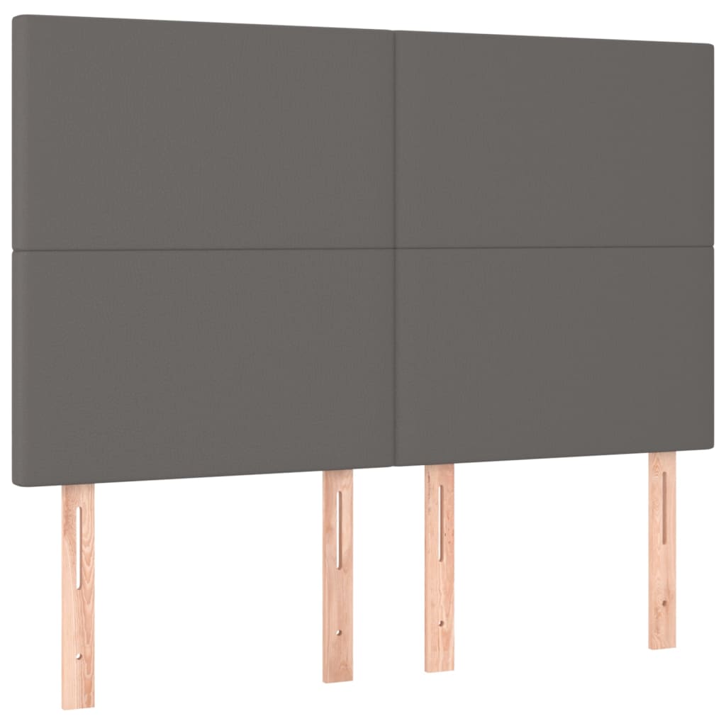 sengeramme med sengegavl 140x190 cm kunstlæder grå