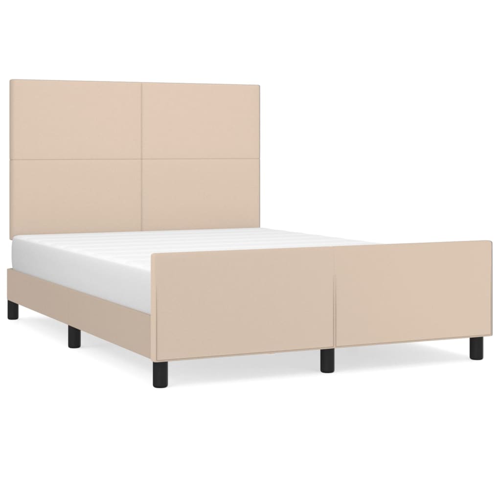 sengeramme med sengegavl 140x190 cm kunstlæder cappuccinofarvet