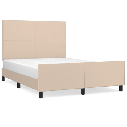 sengeramme med sengegavl 140x190 cm kunstlæder cappuccinofarvet