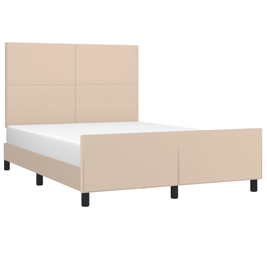 sengeramme med sengegavl 140x190 cm kunstlæder cappuccinofarvet