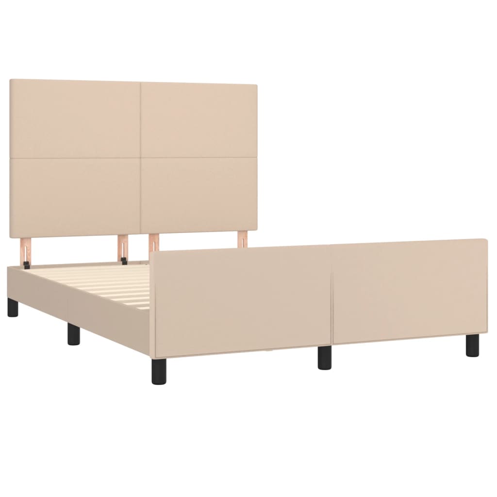 sengeramme med sengegavl 140x190 cm kunstlæder cappuccinofarvet