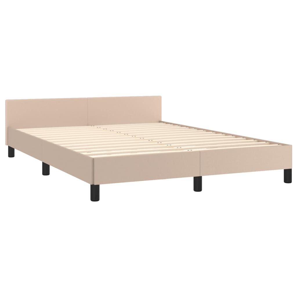 sengeramme med sengegavl 140x190 cm kunstlæder cappuccinofarvet