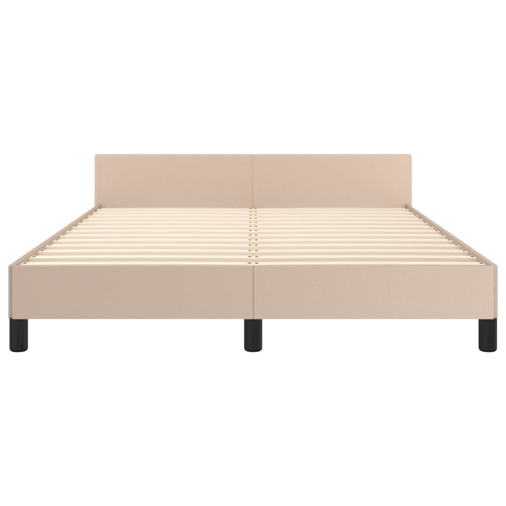 sengeramme med sengegavl 140x190 cm kunstlæder cappuccinofarvet