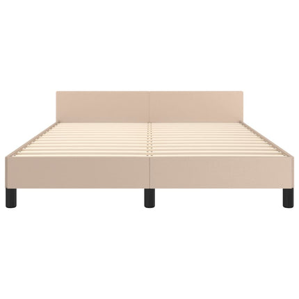 sengeramme med sengegavl 140x190 cm kunstlæder cappuccinofarvet