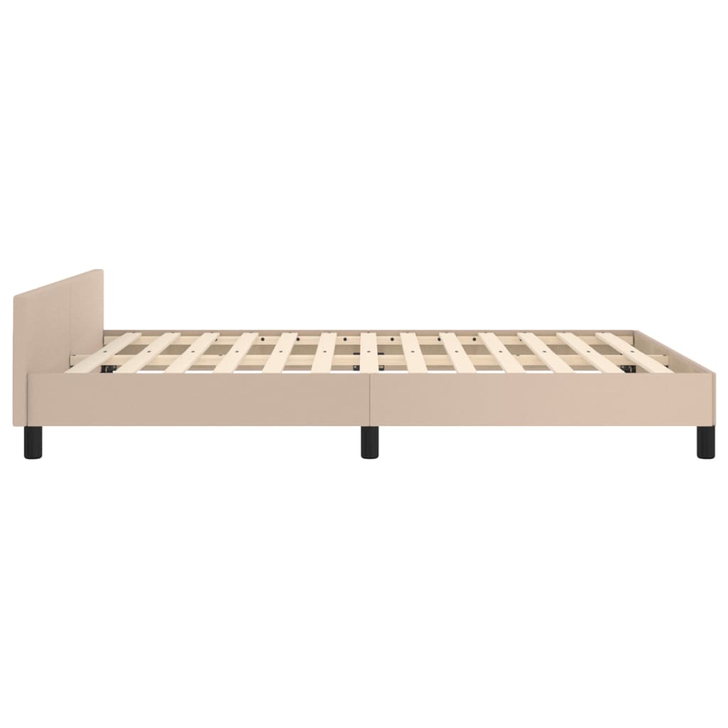sengeramme med sengegavl 140x190 cm kunstlæder cappuccinofarvet