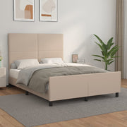 sengeramme med sengegavl 140x190 cm kunstlæder cappuccinofarvet