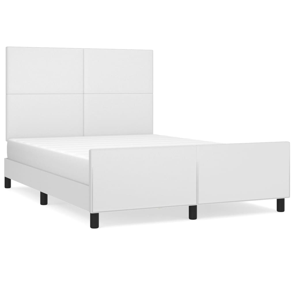 sengeramme med sengegavl 140x200 cm kunstlæder hvid