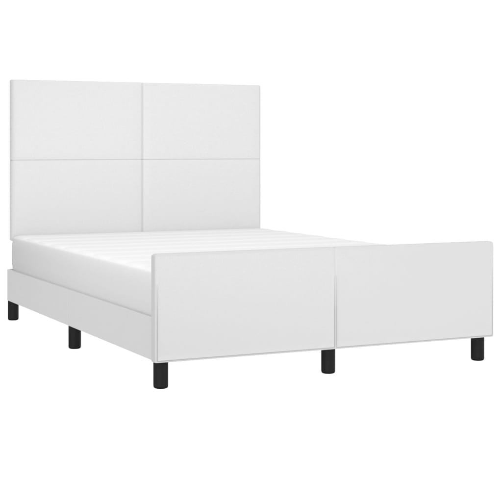 sengeramme med sengegavl 140x200 cm kunstlæder hvid