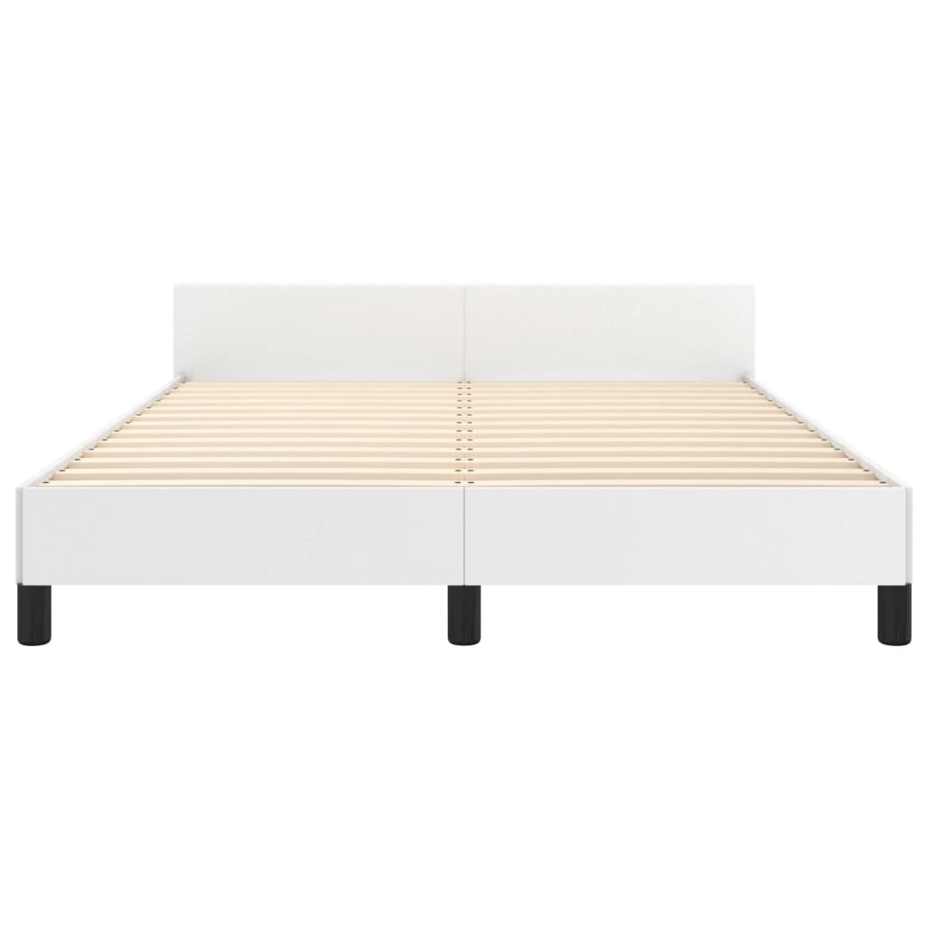 sengeramme med sengegavl 140x200 cm kunstlæder hvid