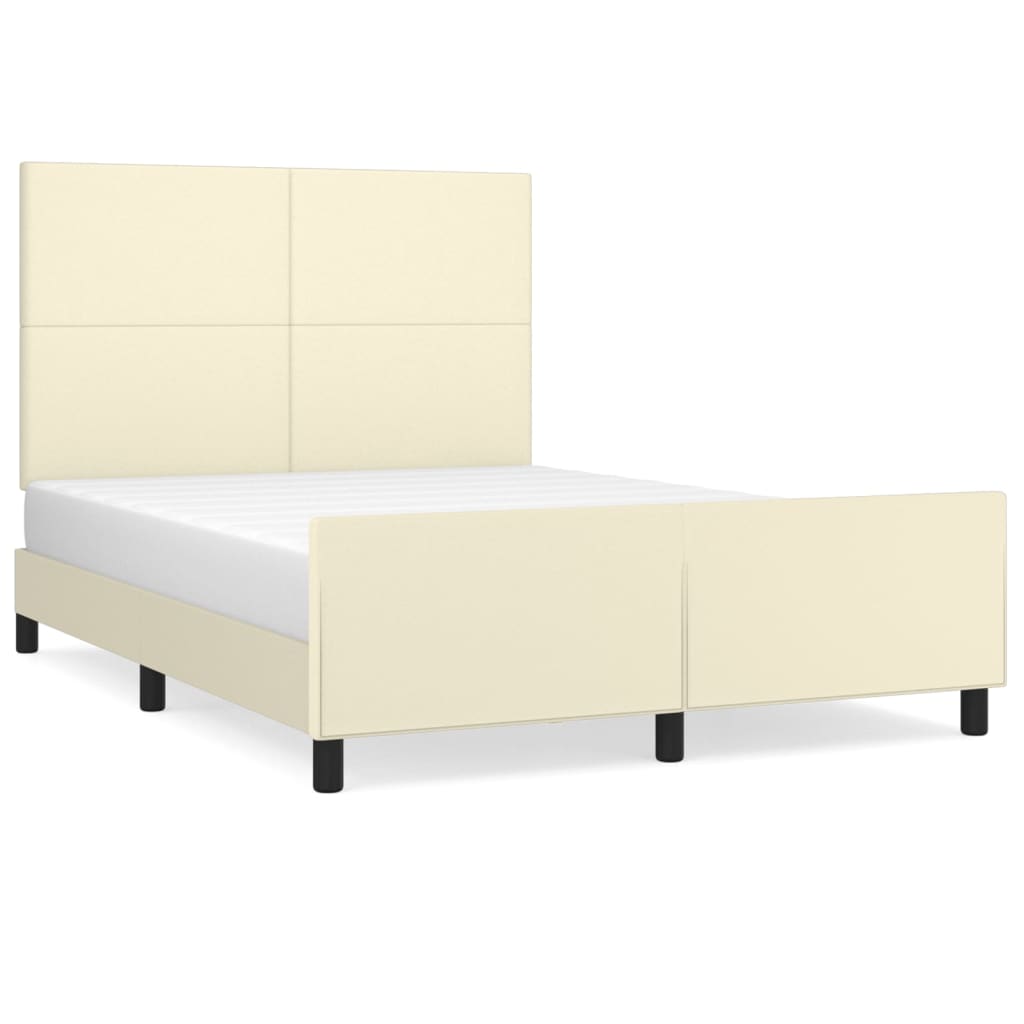 sengeramme med sengegavl 140x200 cm kunstlæder cremefarvet