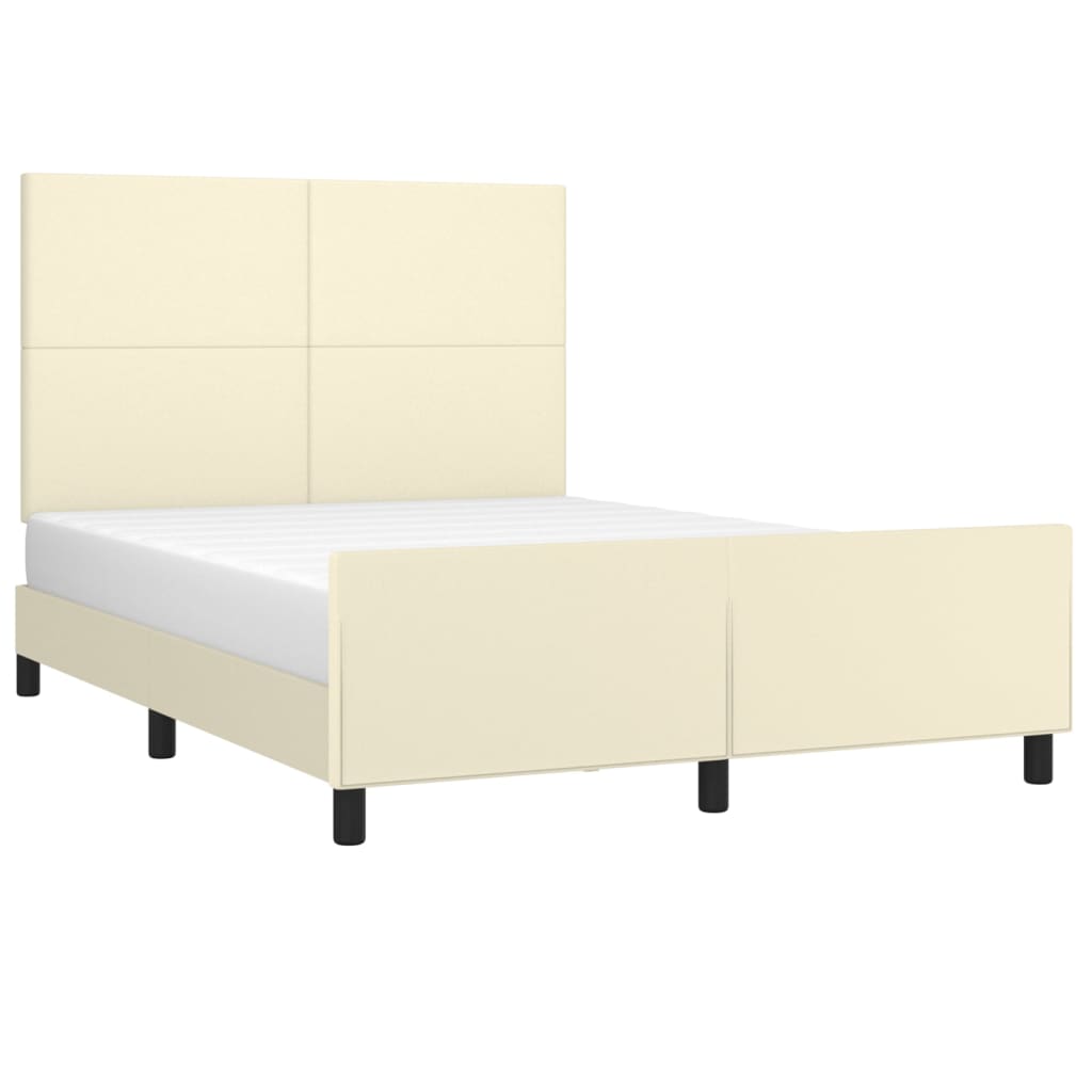 sengeramme med sengegavl 140x200 cm kunstlæder cremefarvet