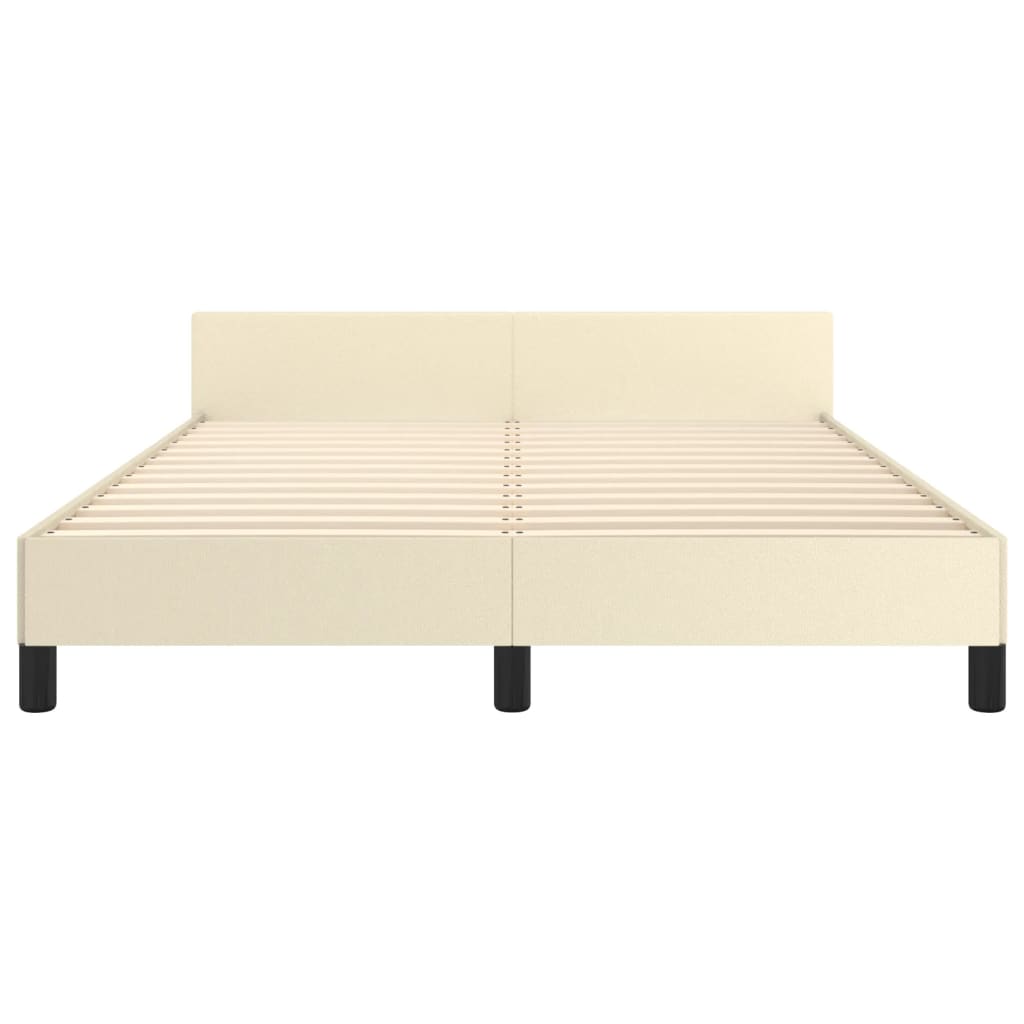 sengeramme med sengegavl 140x200 cm kunstlæder cremefarvet