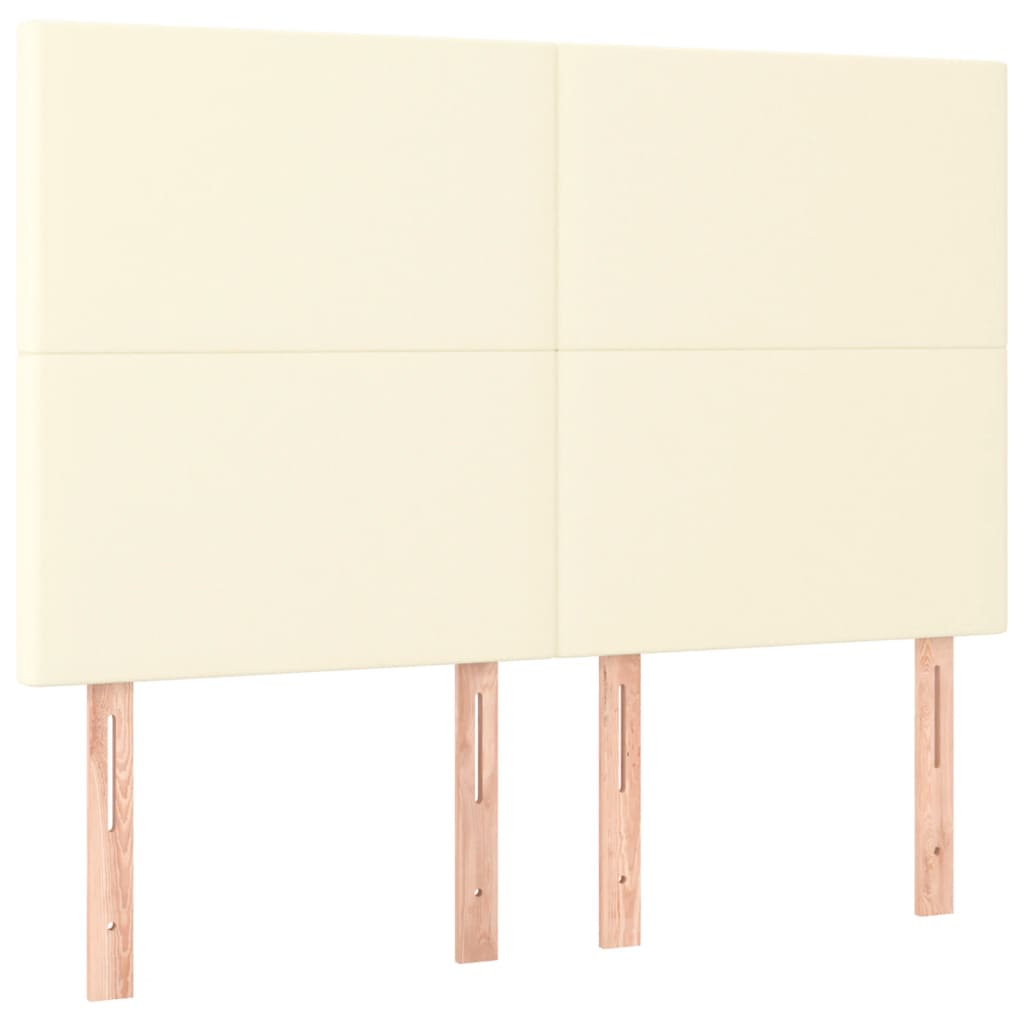 sengeramme med sengegavl 140x200 cm kunstlæder cremefarvet