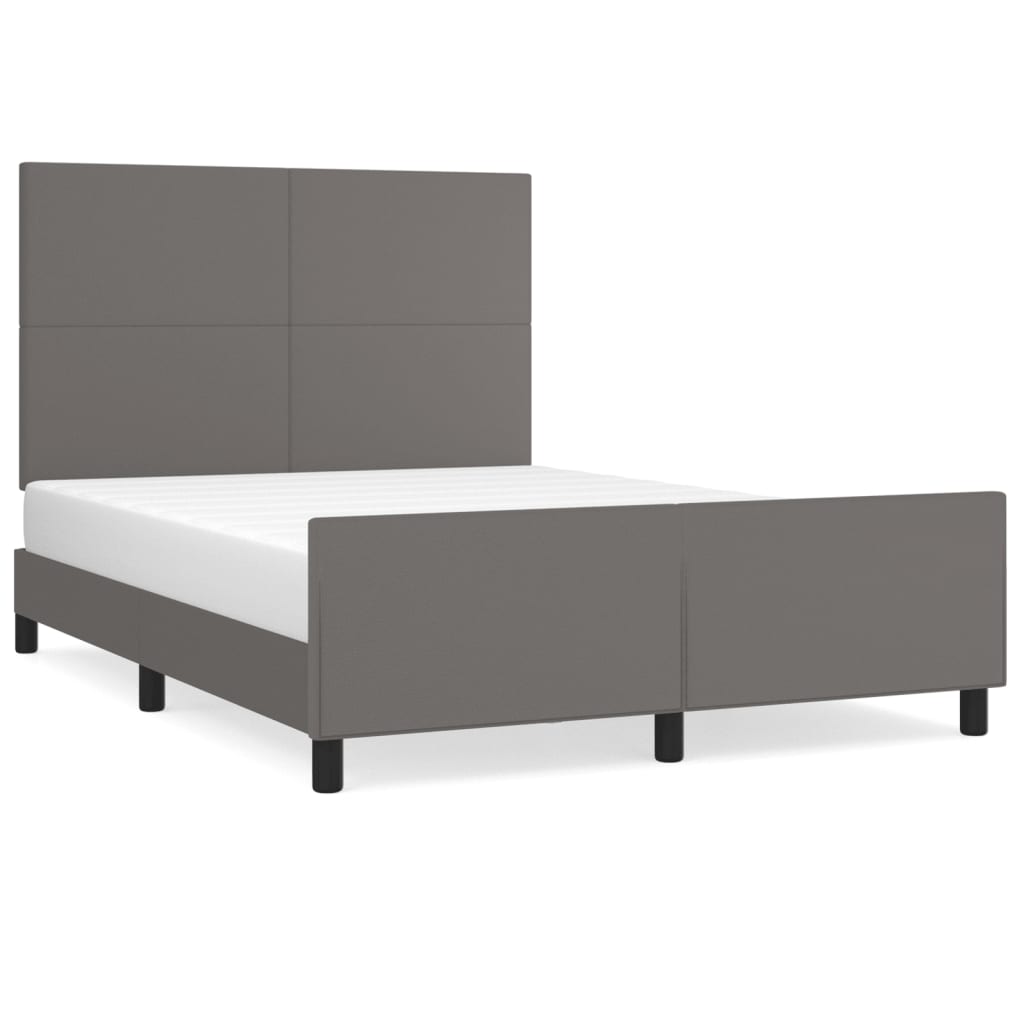 sengeramme med sengegavl 140x200 cm kunstlæder grå