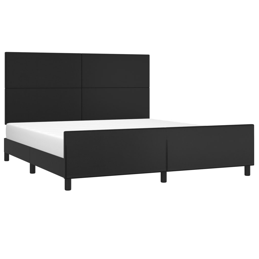 sengeramme med sengegavl 160x200 cm kunstlæder sort