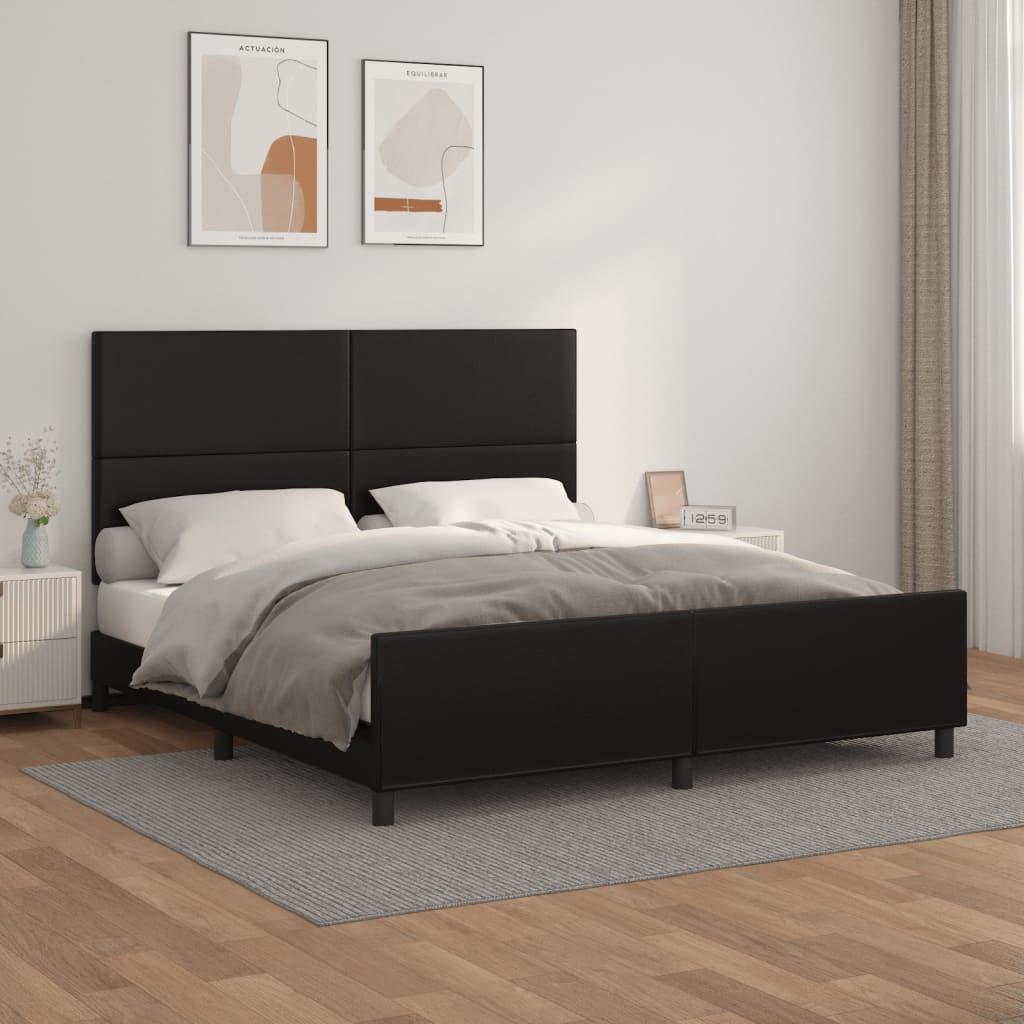 sengeramme med sengegavl 160x200 cm kunstlæder sort