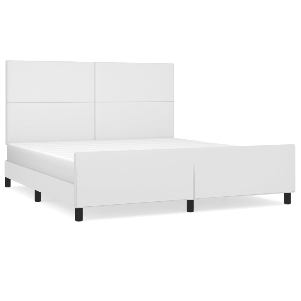 sengeramme med sengegavl 160x200 cm kunstlæder hvid