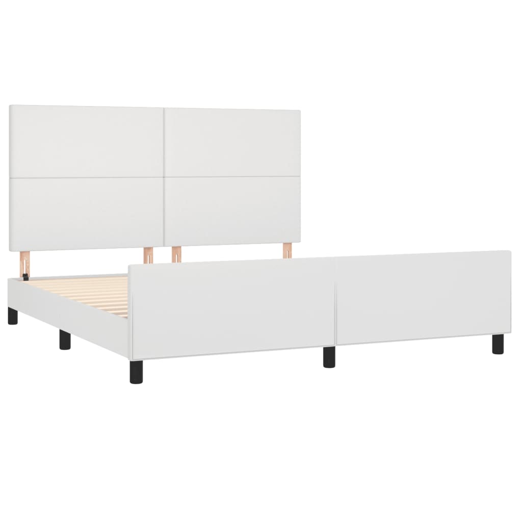sengeramme med sengegavl 160x200 cm kunstlæder hvid