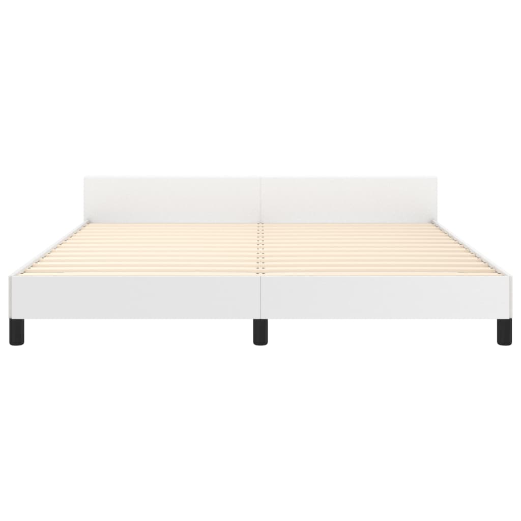sengeramme med sengegavl 160x200 cm kunstlæder hvid