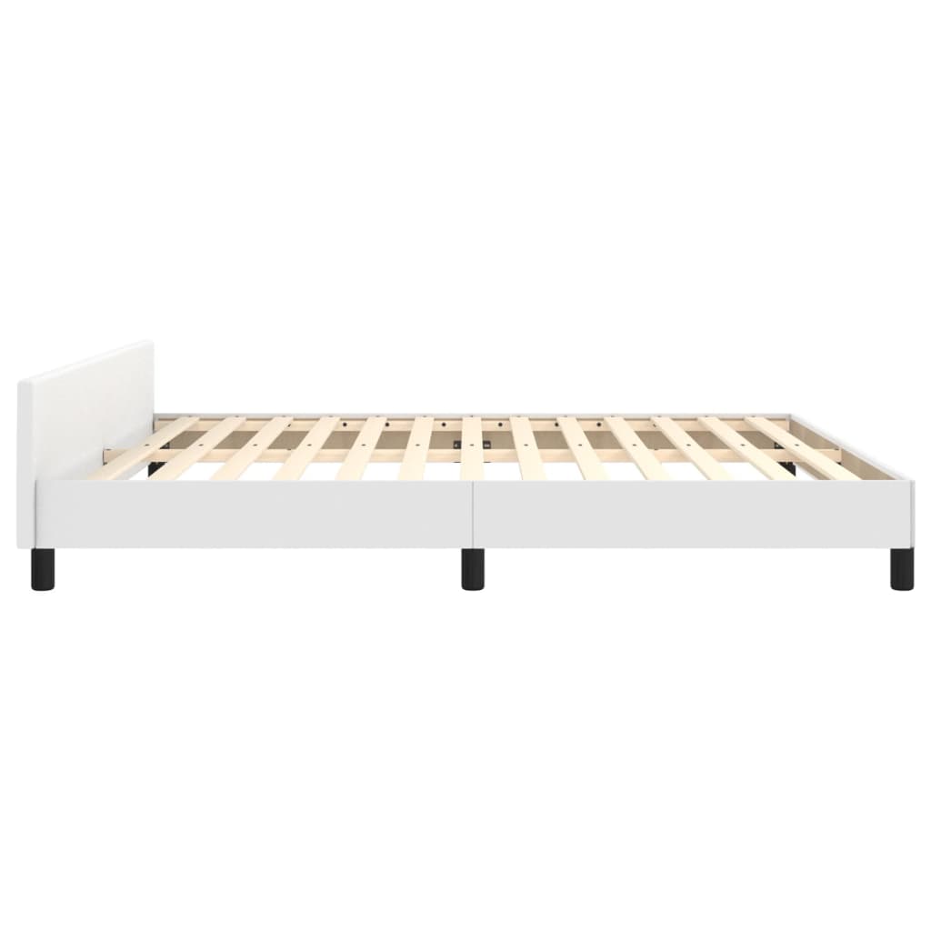 sengeramme med sengegavl 160x200 cm kunstlæder hvid