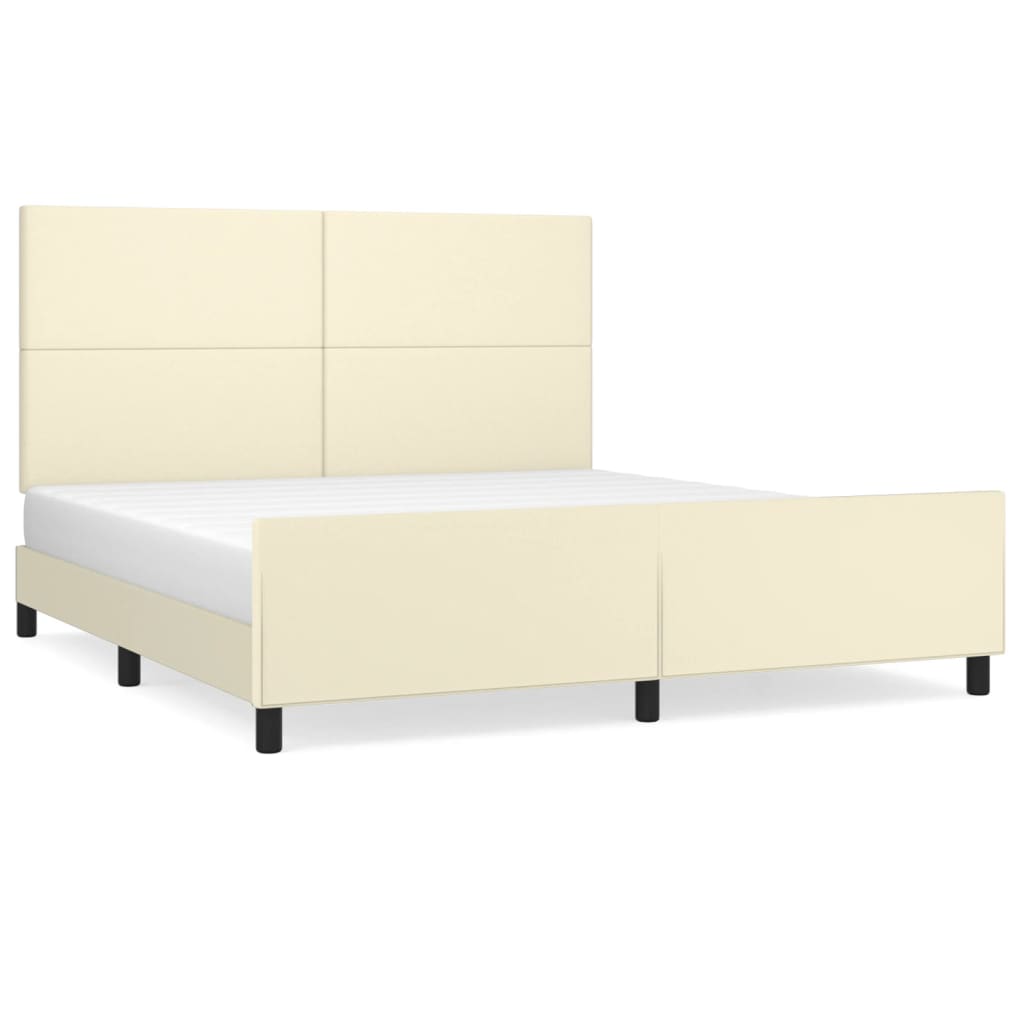 sengeramme med sengegavl 160x200 cm kunstlæder cremefarvet
