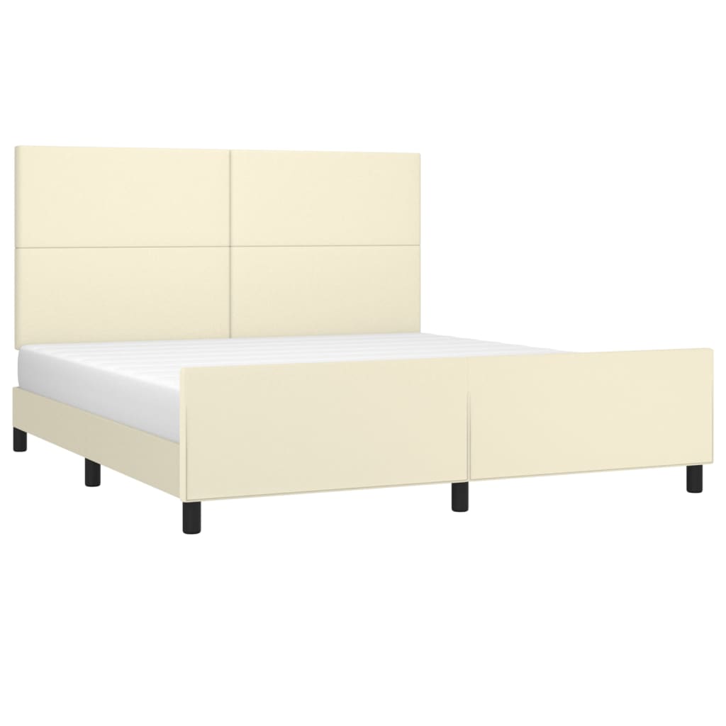sengeramme med sengegavl 160x200 cm kunstlæder cremefarvet