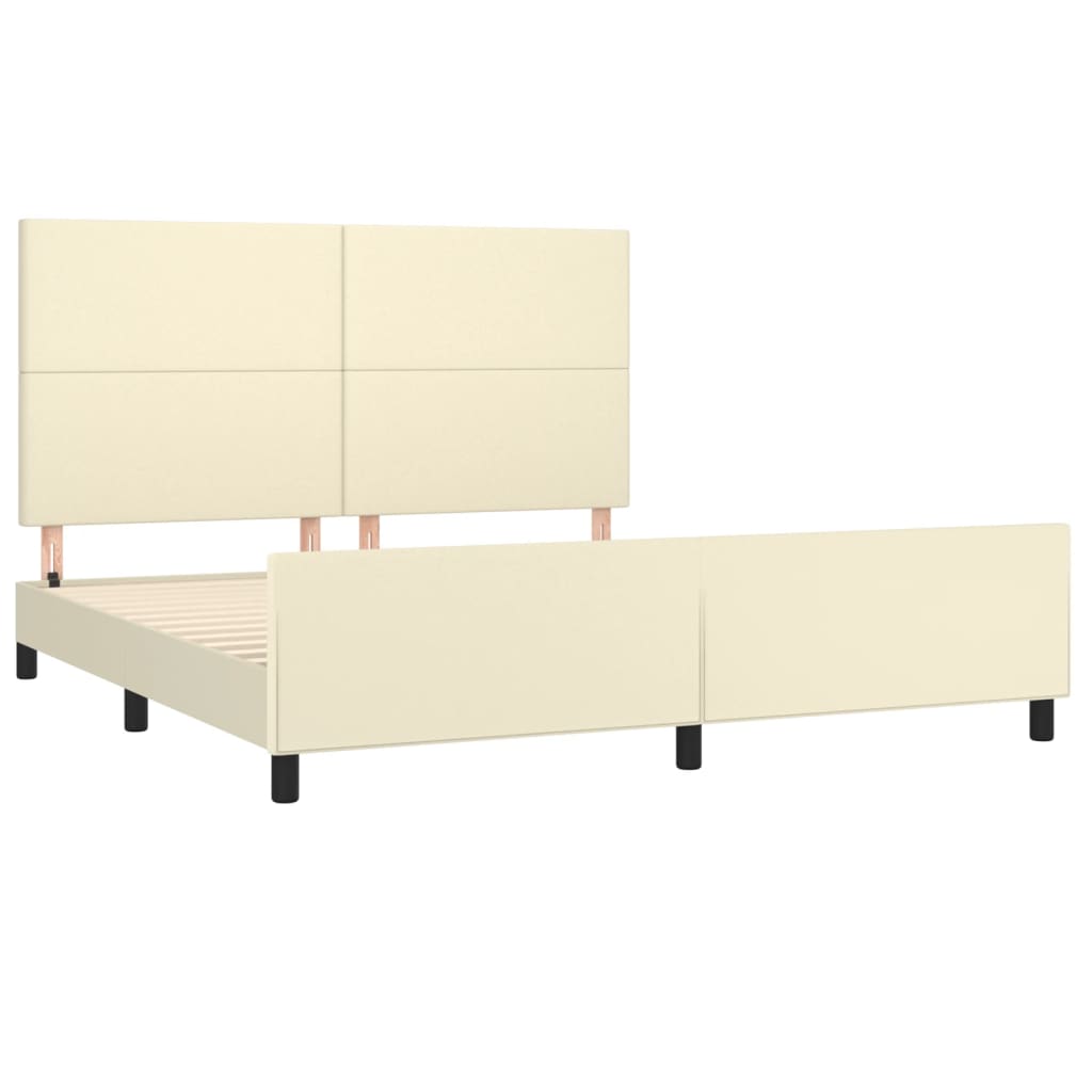 sengeramme med sengegavl 160x200 cm kunstlæder cremefarvet
