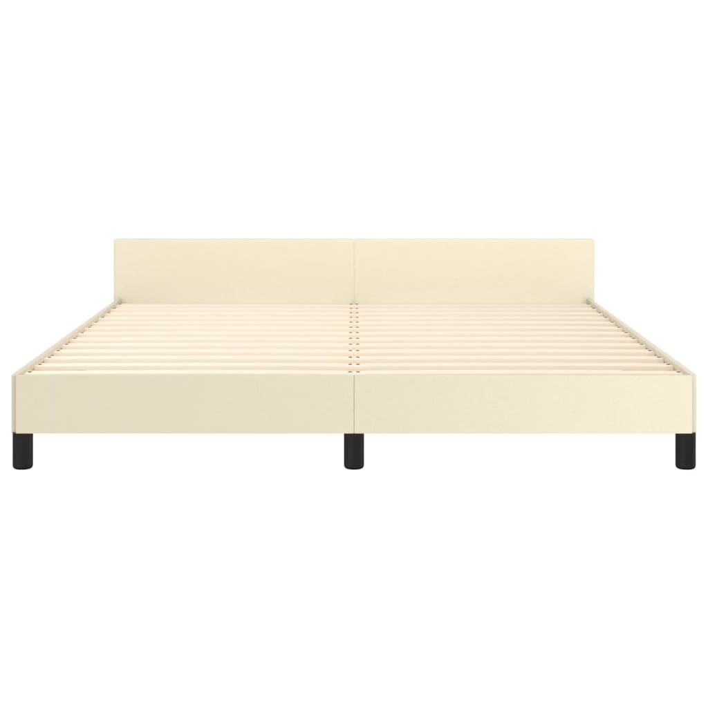 sengeramme med sengegavl 160x200 cm kunstlæder cremefarvet
