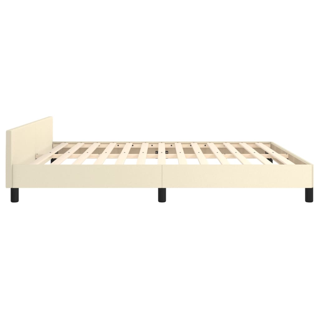 sengeramme med sengegavl 160x200 cm kunstlæder cremefarvet