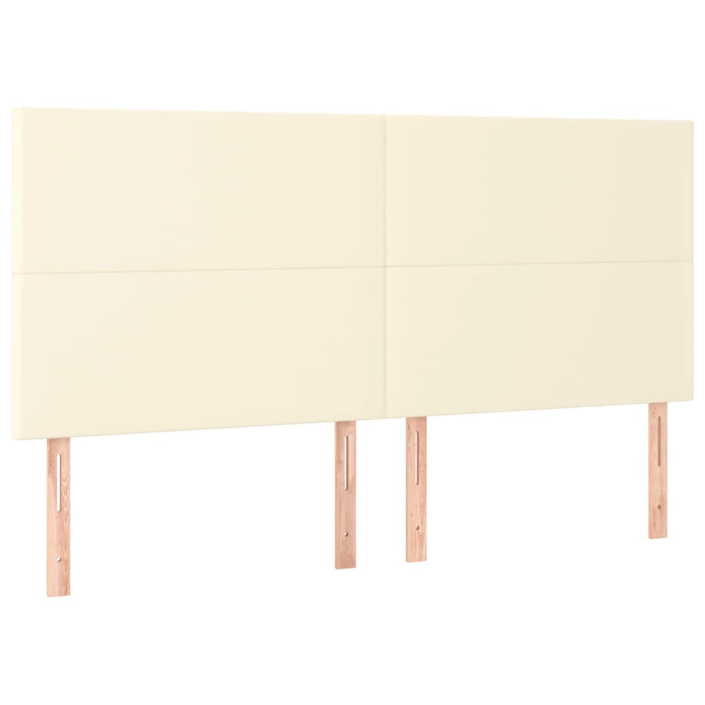 sengeramme med sengegavl 160x200 cm kunstlæder cremefarvet