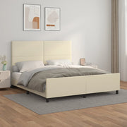 sengeramme med sengegavl 160x200 cm kunstlæder cremefarvet