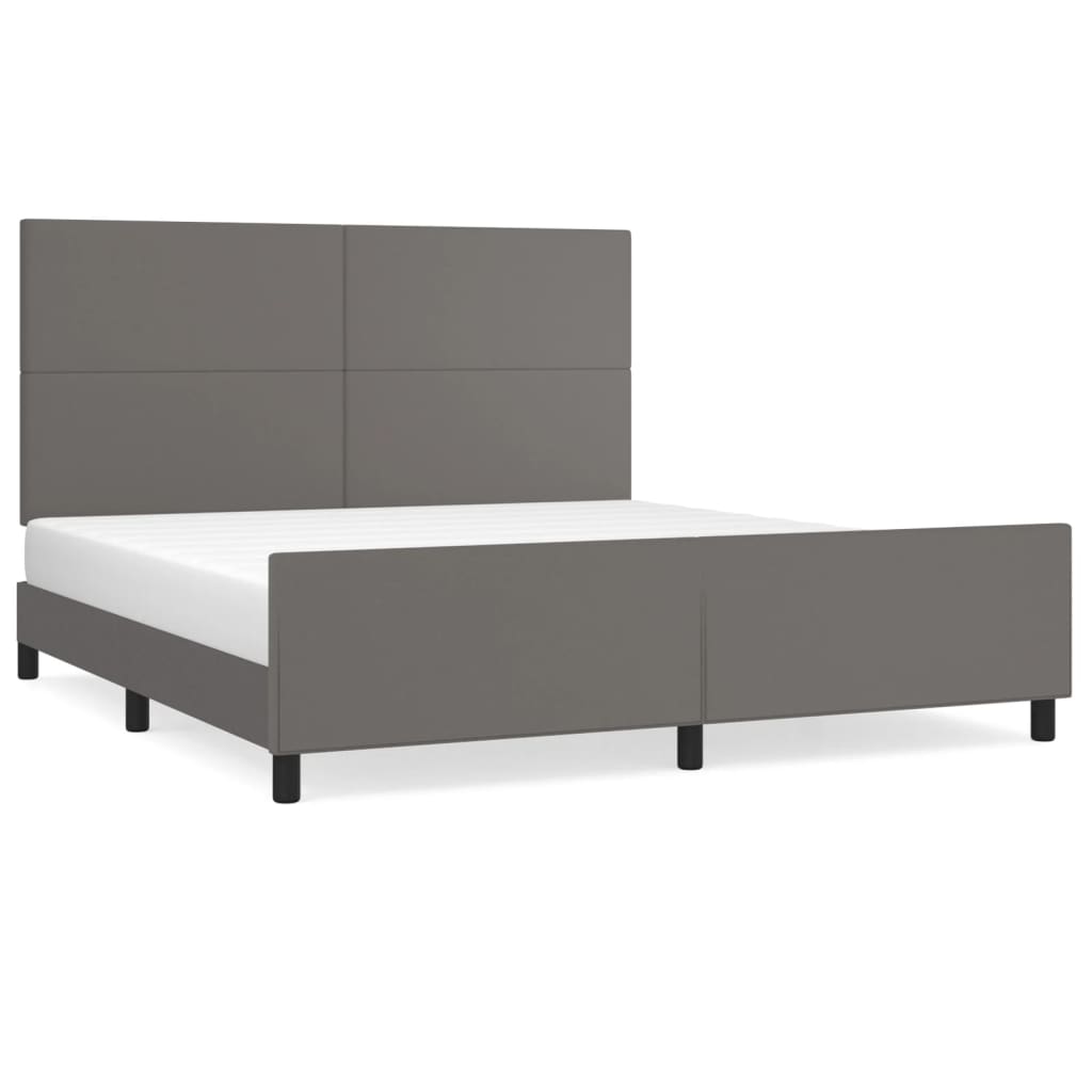 sengeramme med sengegavl 160x200 cm kunstlæder grå