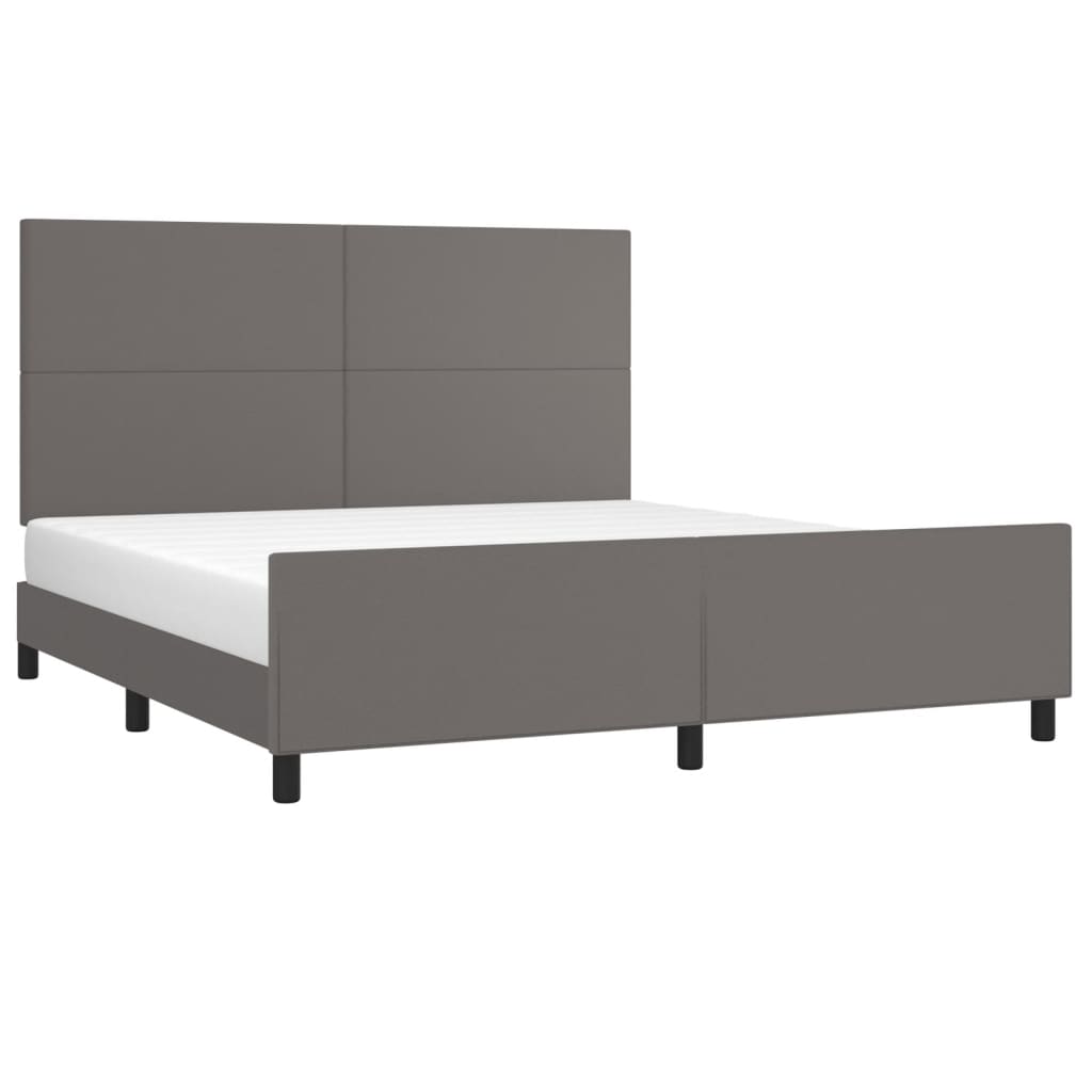 sengeramme med sengegavl 160x200 cm kunstlæder grå