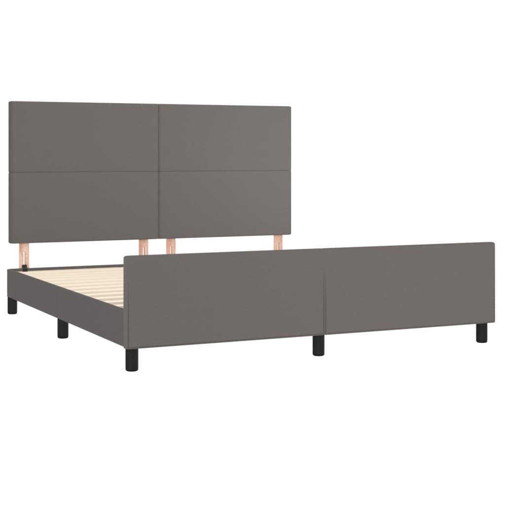 sengeramme med sengegavl 160x200 cm kunstlæder grå