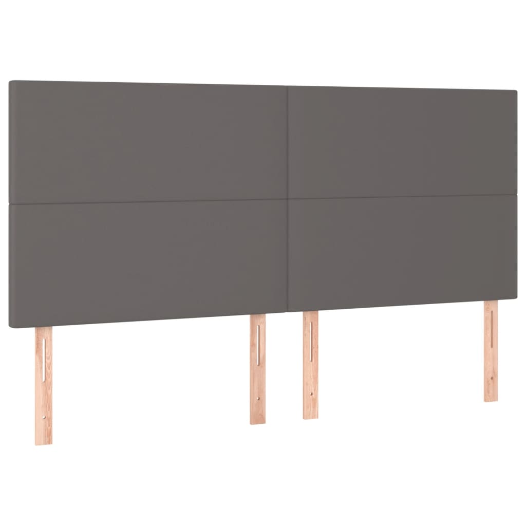 sengeramme med sengegavl 160x200 cm kunstlæder grå