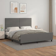 sengeramme med sengegavl 160x200 cm kunstlæder grå