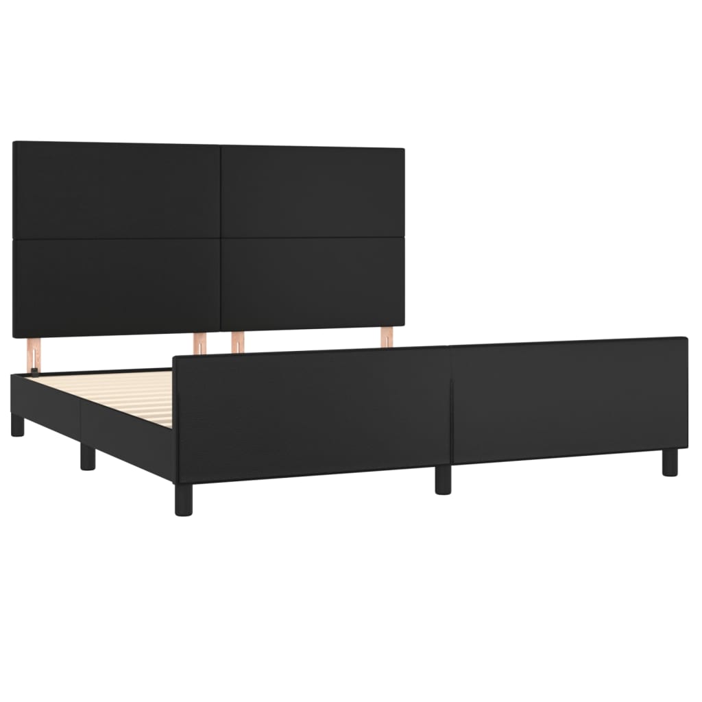 sengeramme med sengegavl 180x200 cm kunstlæder sort