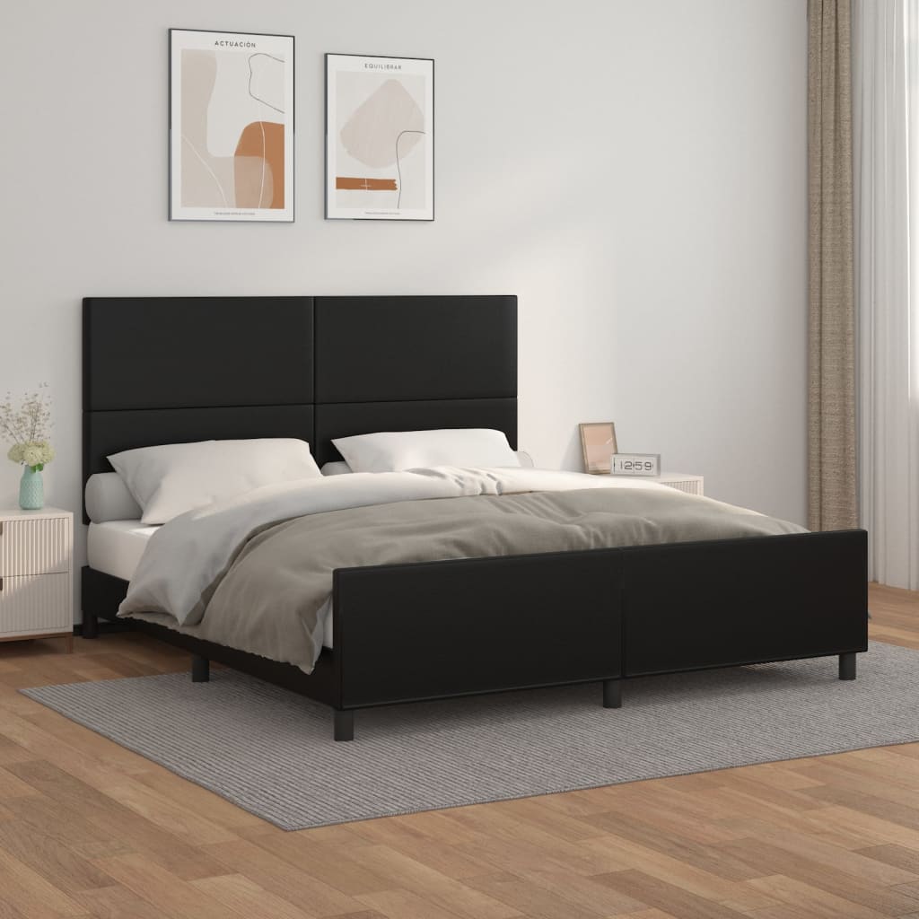 sengeramme med sengegavl 180x200 cm kunstlæder sort