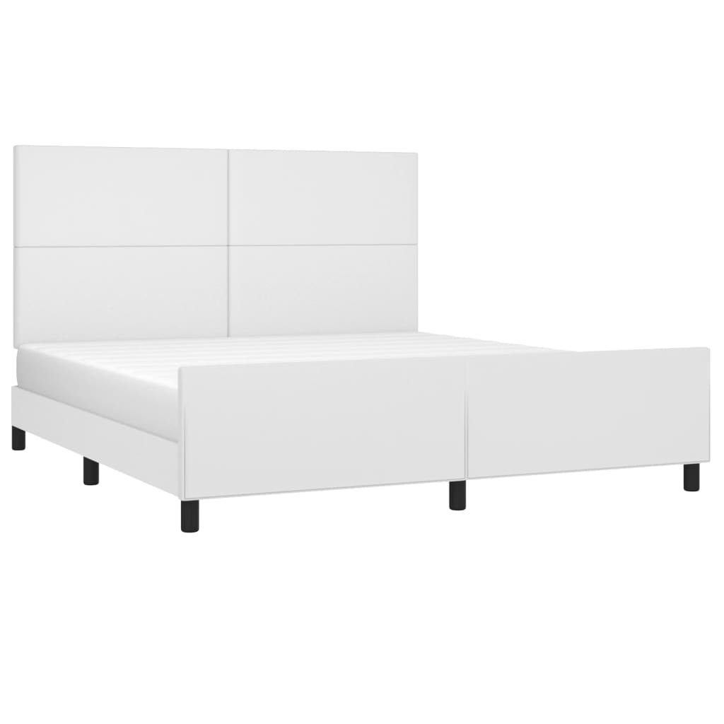 sengeramme med sengegavl 180x200 cm kunstlæder hvid