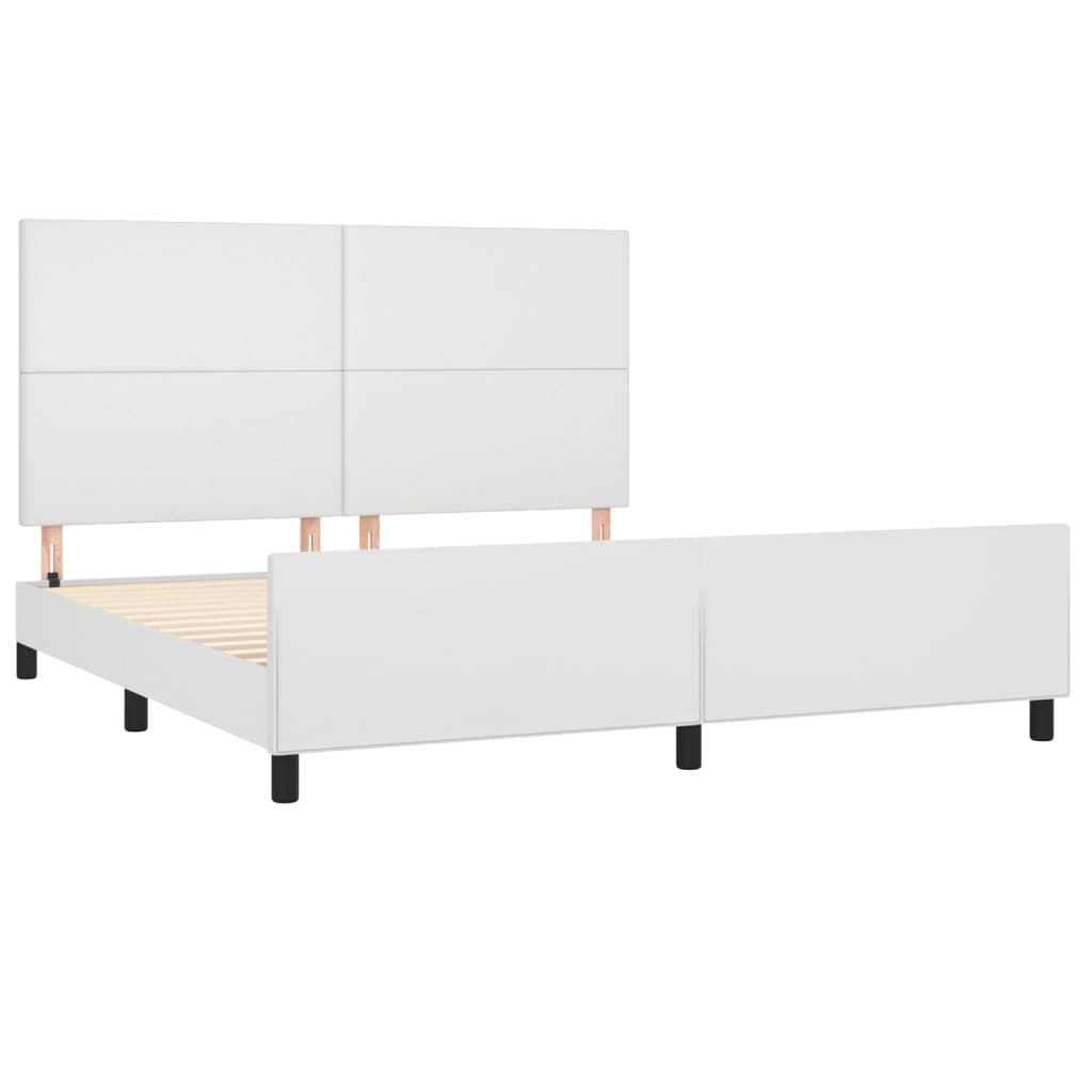 sengeramme med sengegavl 180x200 cm kunstlæder hvid