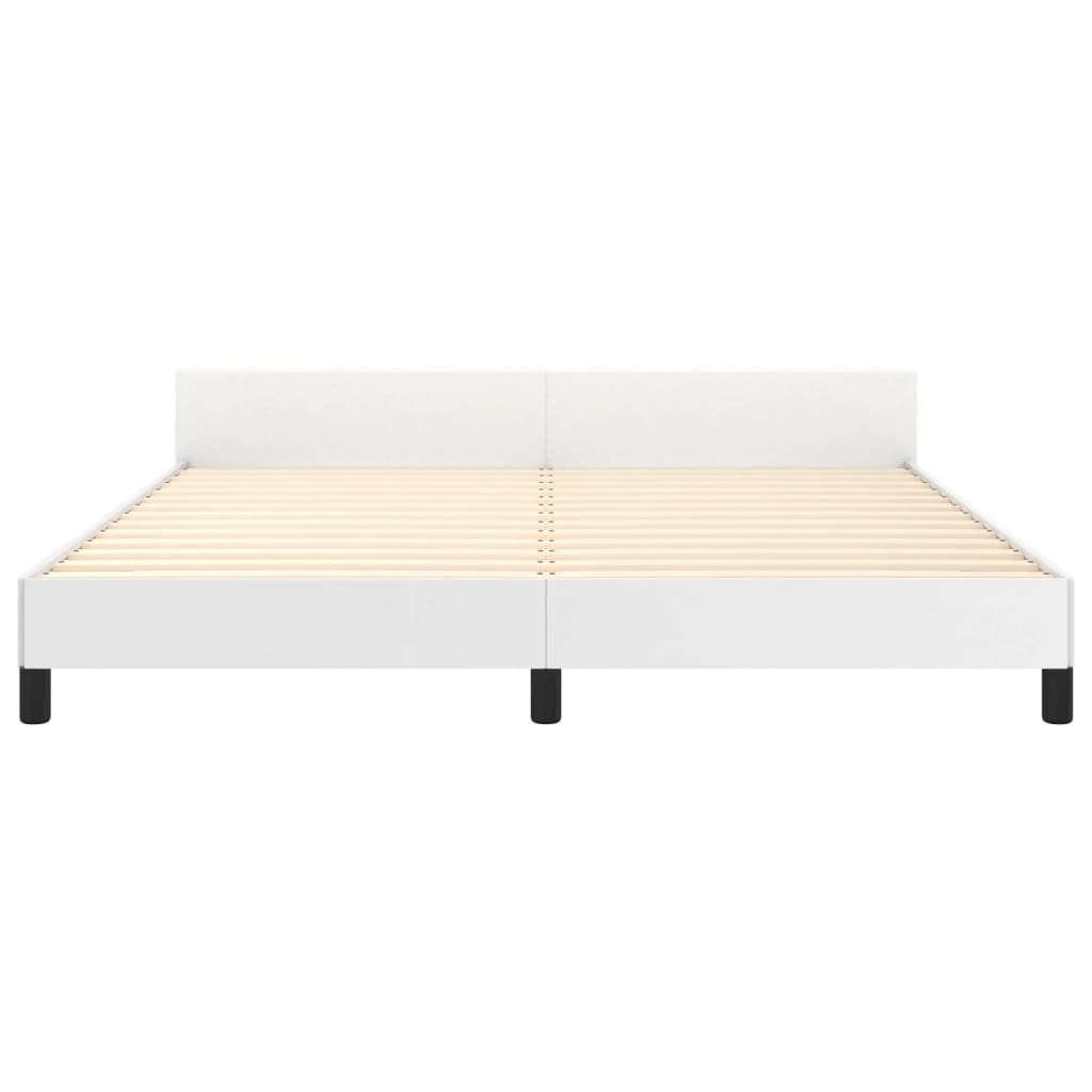 sengeramme med sengegavl 180x200 cm kunstlæder hvid