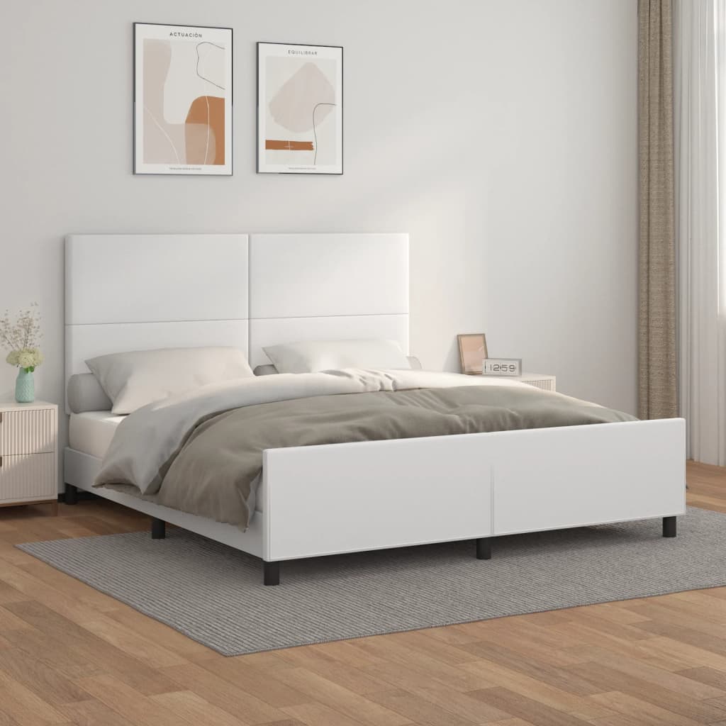 sengeramme med sengegavl 180x200 cm kunstlæder hvid