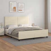 sengeramme med sengegavl 180x200 cm kunstlæder cremefarvet