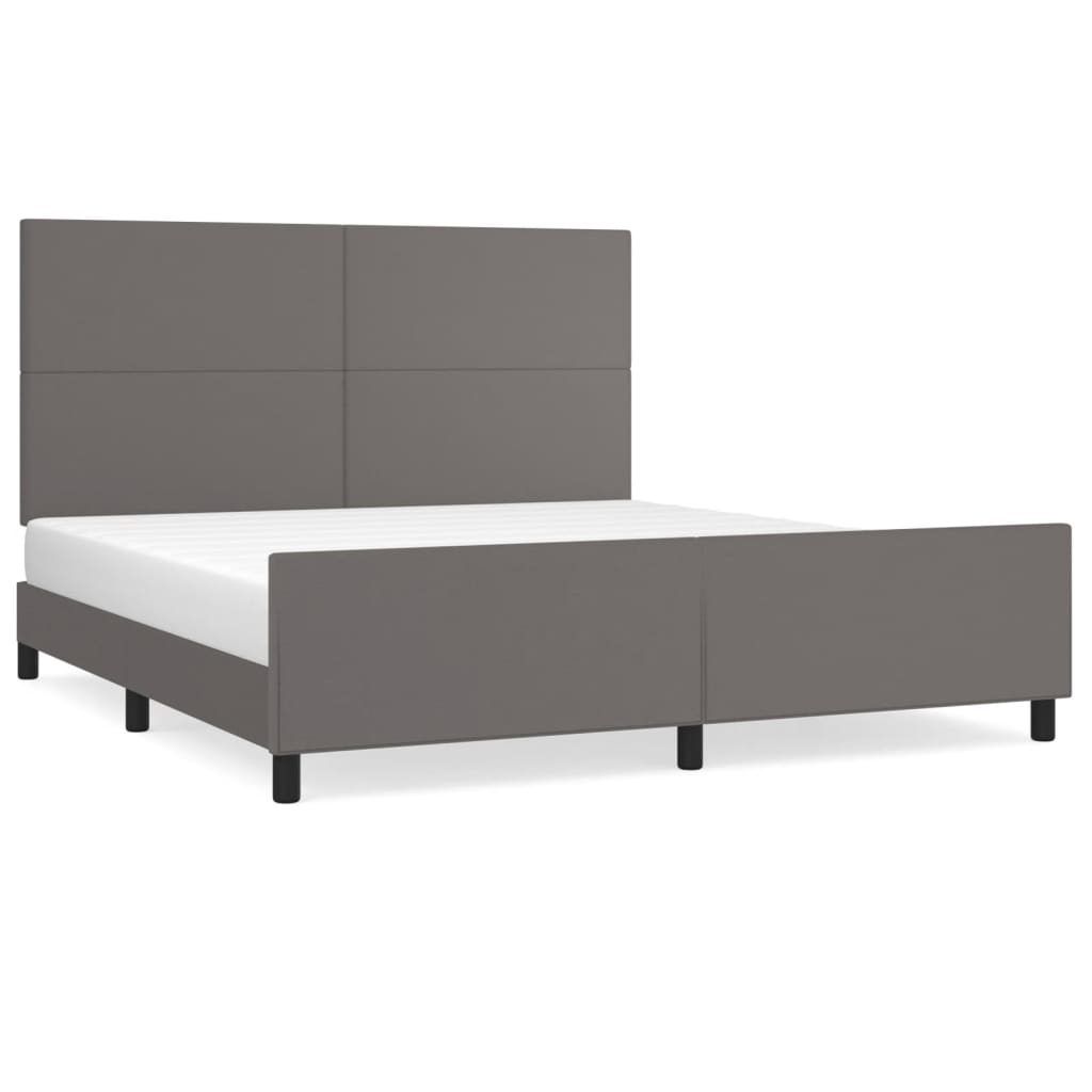 sengeramme med sengegavl 180x200 cm kunstlæder grå