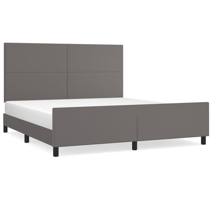 sengeramme med sengegavl 180x200 cm kunstlæder grå