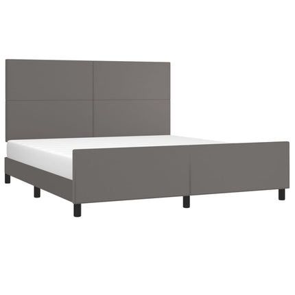 sengeramme med sengegavl 180x200 cm kunstlæder grå