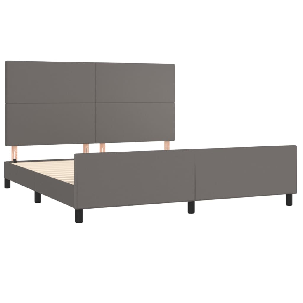 sengeramme med sengegavl 180x200 cm kunstlæder grå