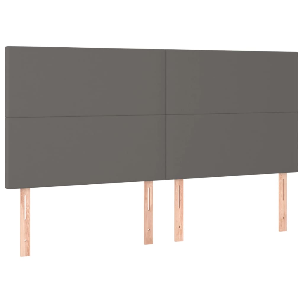 sengeramme med sengegavl 180x200 cm kunstlæder grå